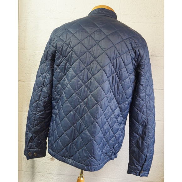 Barbour Harrington Quilted Jacket Mens L Navy Blue Full Zip Tartan Plaid - Picture 11 of 15